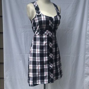 Side Zippered Plaid Sleeveless Dress